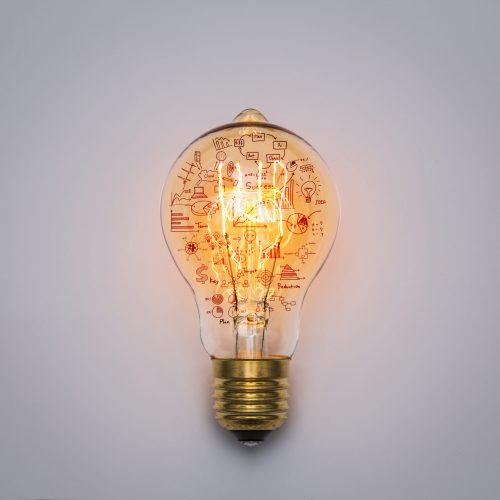 Light bulb with drawing graph